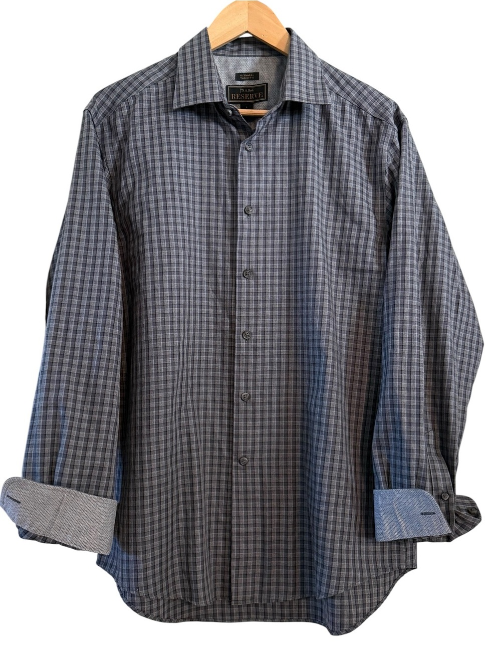Jos A Bank • Reserve Grey Plaid Button Down Shirt Cotton Men’s Size Large